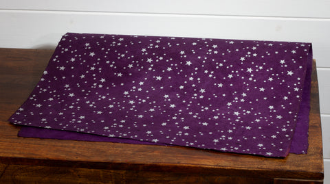Gift Wrap - Screen Printed Silver Stars on Purple