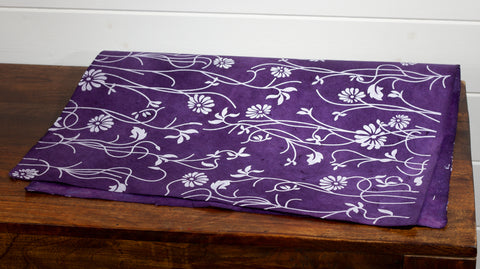 Gift Wrap - White Long Poppy on Purple