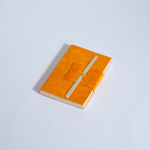 Handmade Mini Bamboo Notebook ~ Orange