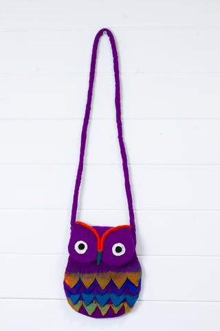 Felt Owl Bag ~ Purple