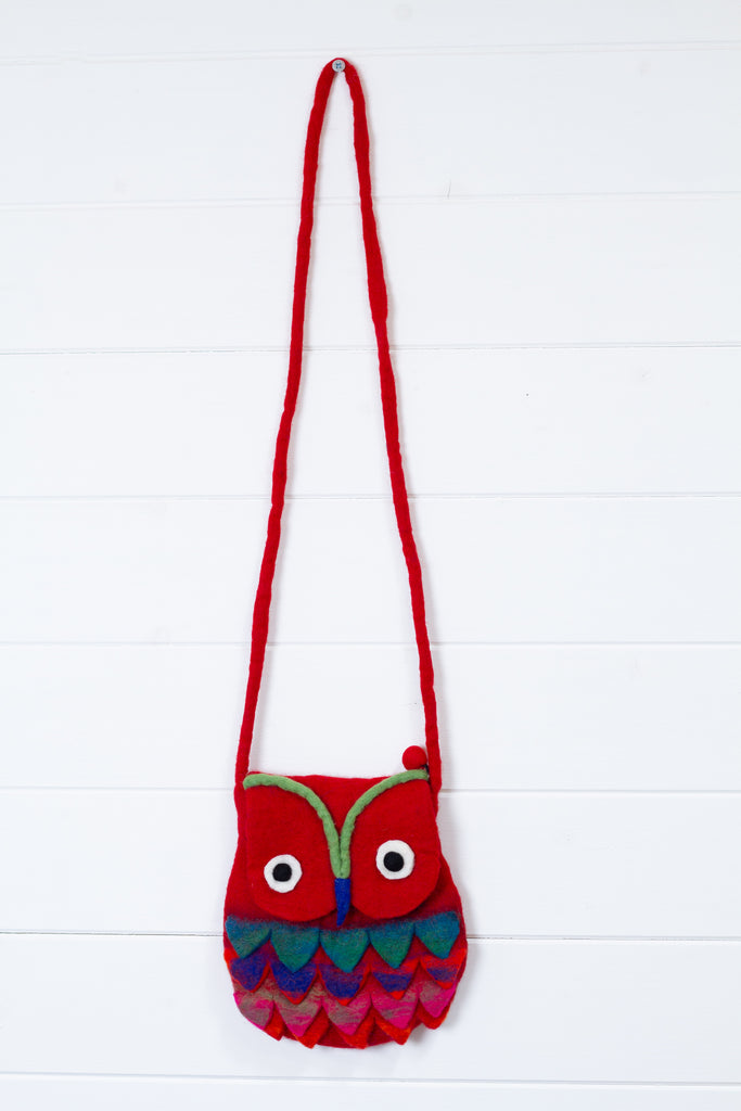 Felt Owl Bag Red Anglesey Paper Company