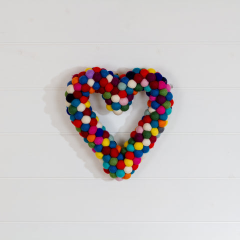 Felt Ball Heart ~ Multi Colours