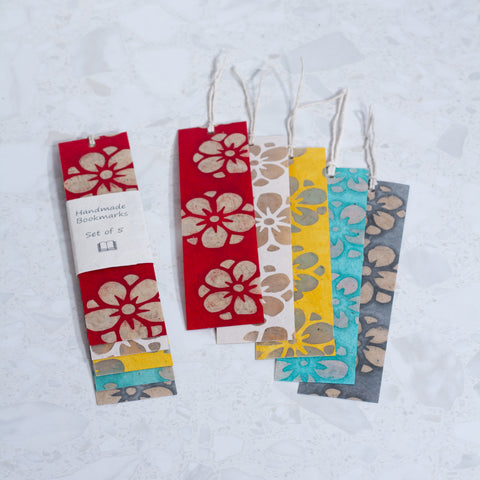 Handmade Bookmarks - Set of 5 - Batik Starflower