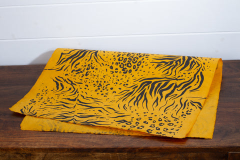 Gift Wrap - Big Cats Screen Print on Yellow