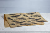 Gift Wrap - Black Screen Printed Feathers on Brown