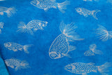 Gift Wrap - Screen Printed Silver Fish on Teal