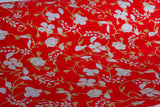 Gift Wrap - Screen Printed Silver & Gold Flowers on Red