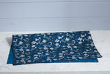 Gift Wrap - Screen Printed Silver & Gold Flowers on Blue