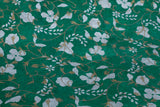 Gift Wrap - Screen Printed Silver & Gold Flowers on Green