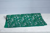 Gift Wrap - Screen Printed Silver & Gold Flowers on Green