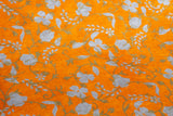 Gift Wrap - Screen Printed Silver & Gold Flowers on Orange