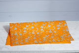 Gift Wrap - Screen Printed Silver & Gold Flowers on Orange