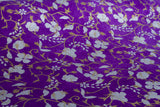 Gift Wrap - Screen Printed Silver & Gold Flowers on Purple