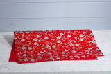 Gift Wrap - Screen Printed Silver & Gold Flowers on Red