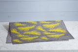 Gift Wrap - Lemon Screen Printed Feathers on Grey Lokta