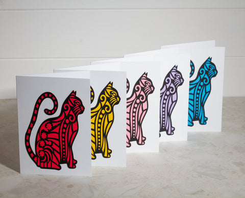 Cat Paper Cut Greeting Card 5x7 Inch (12.5 x 17.5cm)