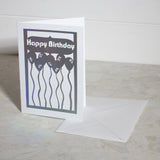 'Happy Birthday' Holographic Balloons Paper Cut Greeting Card 5x7 Inch (12.5 x 17.5cm)