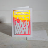 'Happy Birthday' Holographic Balloons Paper Cut Greeting Card 5x7 Inch (12.5 x 17.5cm)