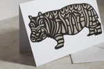 Hippo Paper Cut Greeting Card 5x7 Inch (12.5 x 17.5cm)