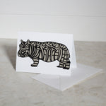 Hippo Paper Cut Greeting Card 5x7 Inch (12.5 x 17.5cm)