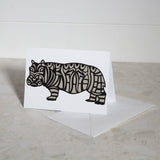 Hippo Paper Cut Greeting Card 5x7 Inch (12.5 x 17.5cm)