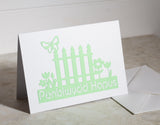 'Penblwydd Hapus' - Fence Paper Cut Greeting Card 5x7 Inch (12.5 x 17.5cm)