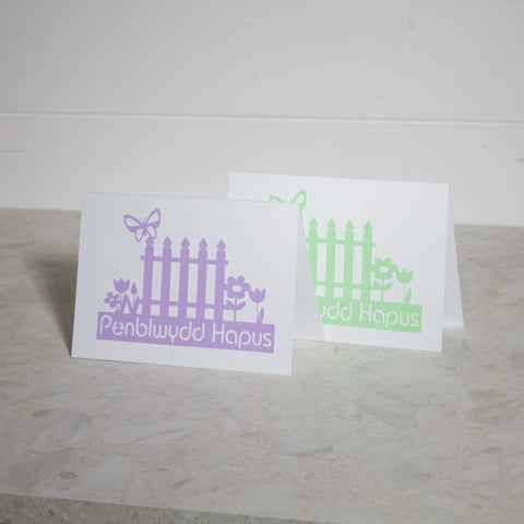 'Penblwydd Hapus' - Fence Paper Cut Greeting Card 5x7 Inch (12.5 x 17.5cm)
