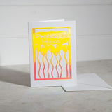 'Happy Birthday' Holographic Balloons Paper Cut Greeting Card 5x7 Inch (12.5 x 17.5cm)