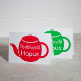 'Penblwydd Hapus' - Teapot Paper Cut Greeting Card 5x7 Inch (12.5 x 17.5cm)