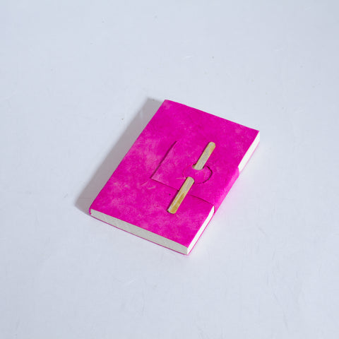 Handmade Mini Bamboo Notebook ~ Hot Pink