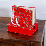 Boxed Photo Album - Silver and Gold on Red
