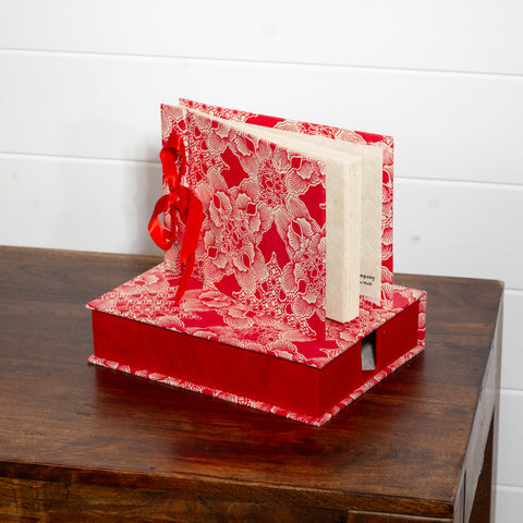 Boxed Photo Album - Red Lotus