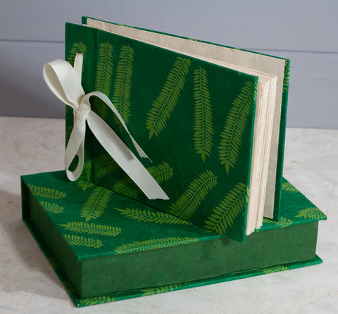 Boxed Photo Album - Green Fern Screen Print