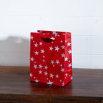 Large Gift Bag - Screen Printed Silver Stars on Red