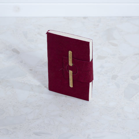 Handmade Mini Bamboo Notebook ~ Burgundy
