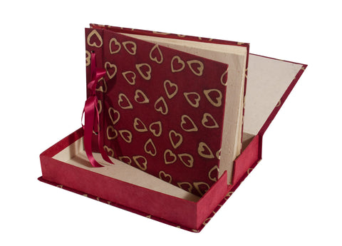 Photo Album Handmade (Boxed) - Batik Hearts - Photo Albums - Anglesey Paper Company  - 1