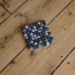 10cm - Felt Ball Coaster  - Square (greys)