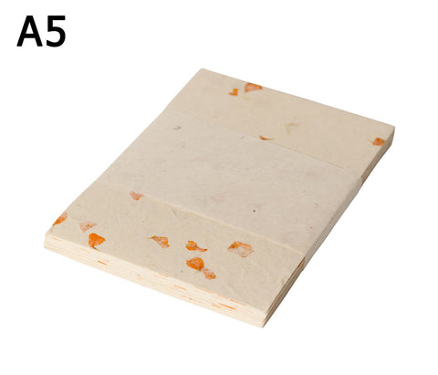 A5 Lokta Paper - Marigold petals on Natural - 50 Sheets
