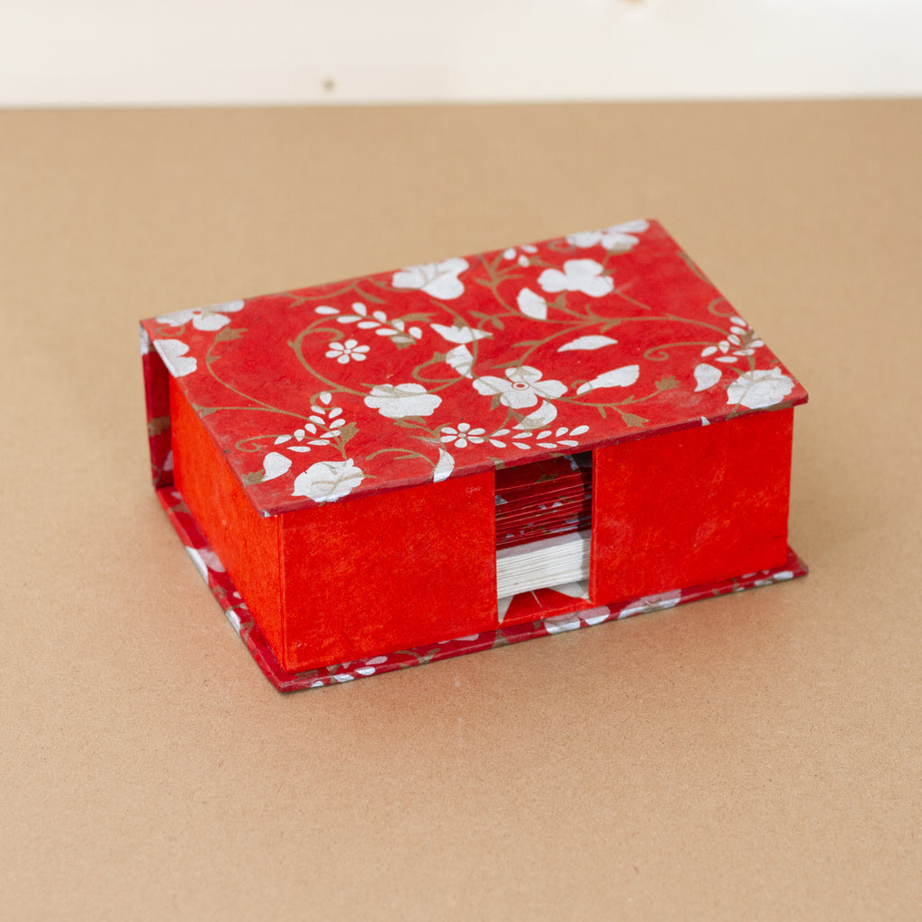 Notelet Set with Box - Handmade Lokta Paper with Silver & Gold Screen ...