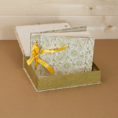 Boxed Photo Album - Gold Screen Print on Natural Lokta