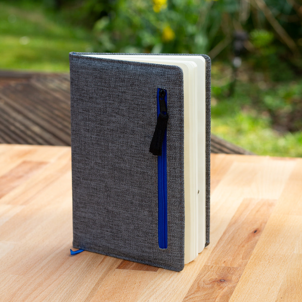 Linen Cover Notebook A5 Cotton Linen Cover Journal Notebook with zip- Blue – Anglesey Paper ...