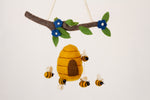 Beehive and Bees on a Branch - Merino Wool Felt