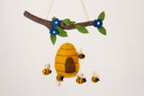 Beehive and Bees on a Branch - Merino Wool Felt