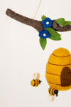 Beehive and Bees on a Branch - Merino Wool Felt