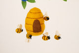 Beehive and Bees on a Branch - Merino Wool Felt