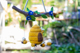 Beehive and Bees on a Branch - Merino Wool Felt