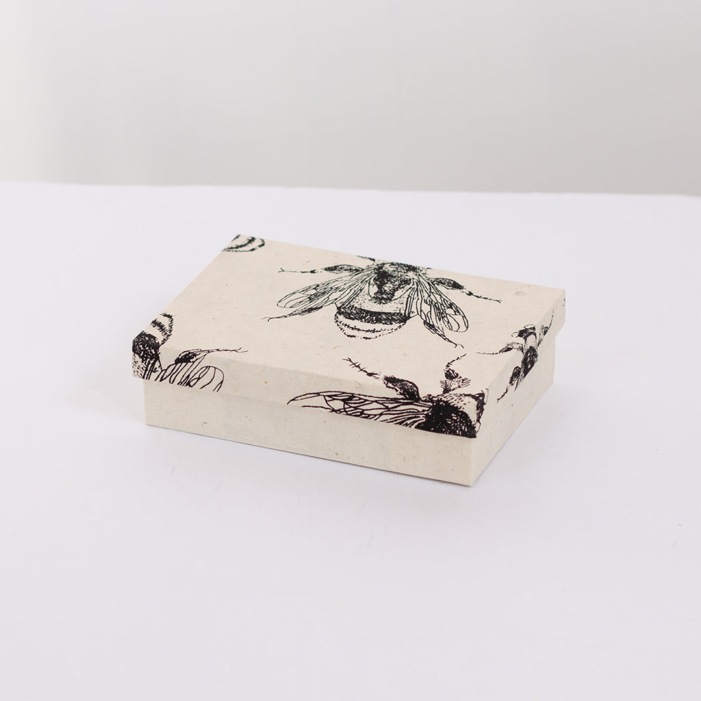 Boxed Notelets Notelet Set with Box - Handmade Lokta Paper with Bees Screen Print ...