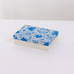 Notelet Set with Box - Handmade Lokta Paper with Blue Lotus Screen Print