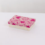 Notelet Set with Box - Handmade Lokta Paper with Hot Pink Lotus Screen Print