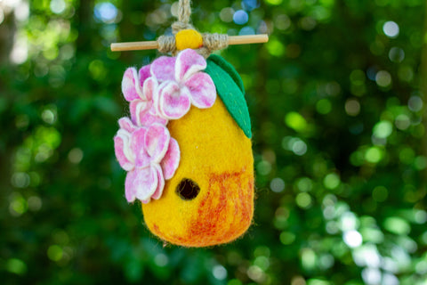 Handmade Merino Wool Felt Birds Nest - Mango & Flowers